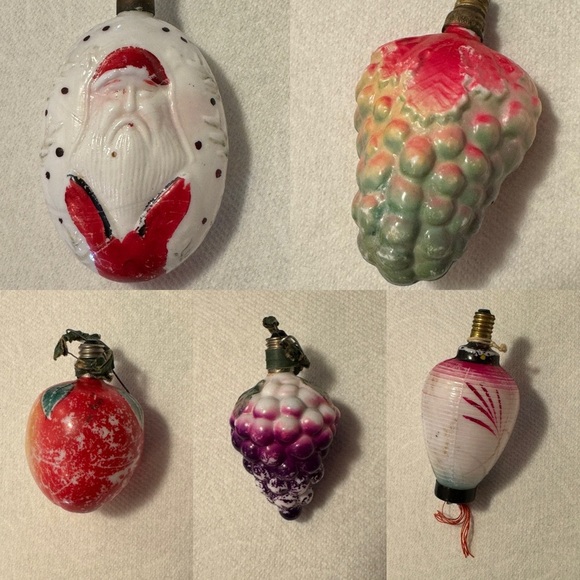 ❤️ Five Vintage Milk Glass Christmas Ornaments 🎅🏻 - Picture 1 of 11